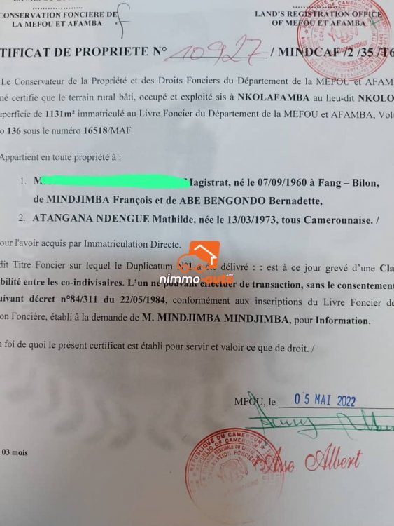 maison a vendre quartier nkoabang